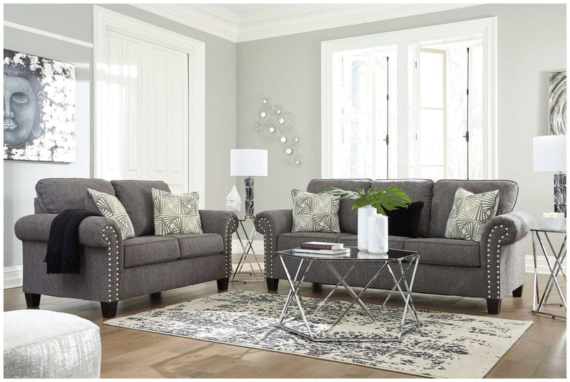 Agleno Charcoal 2pc Living Room Set - Ornate Home