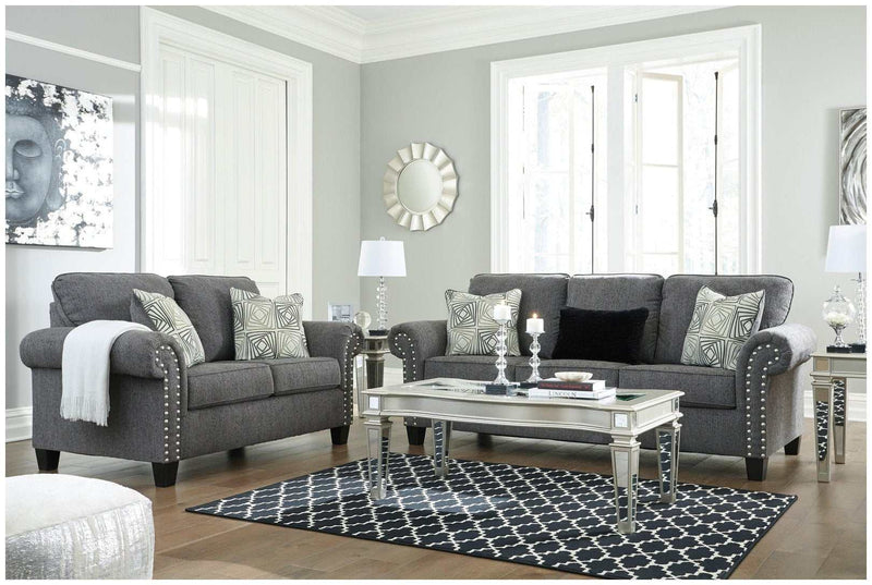 Agleno Charcoal 2pc Living Room Set - Ornate Home