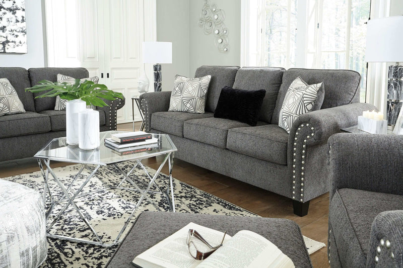 Agleno Charcoal 3pc Living Room Set - Ornate Home