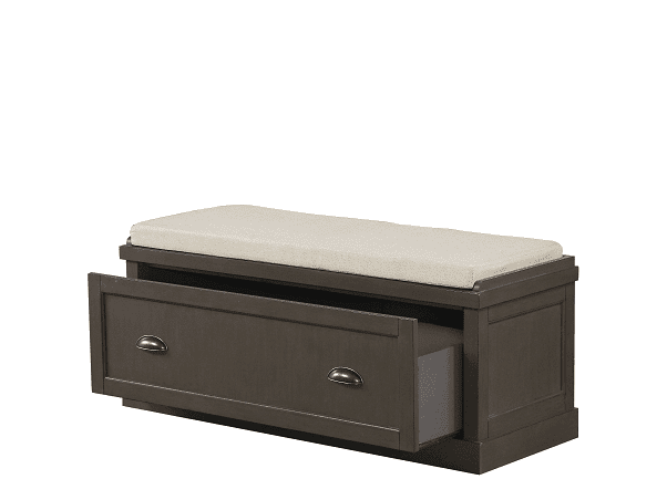 Aislins Fabric & Gray Bench w/Storage - Ornate Home