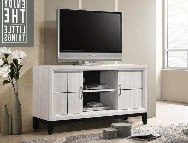 Akerson Chalk White 55" TV Stand - Ornate Home