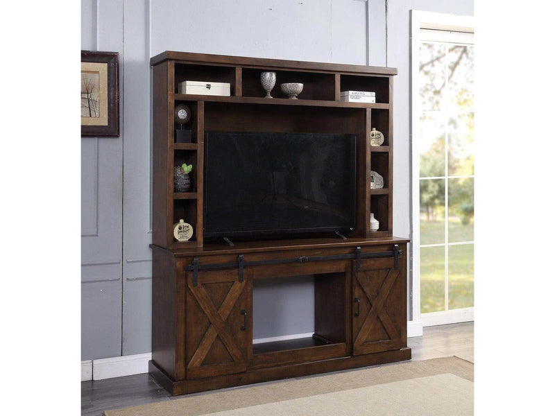 Aksel Walnut Entertainment Center w/Fireplace - Ornate Home