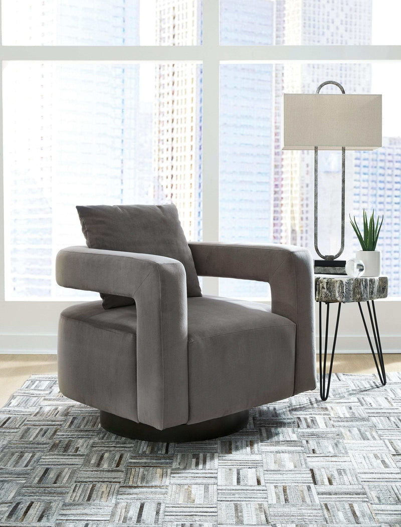 Alcoma - Gray Velvet - Swivel Accent Chair - Ornate Home