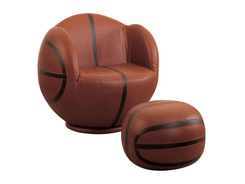 All Star Basketball: Brown & Black Chair & Ottoman (2Pc Pk) - Ornate Home