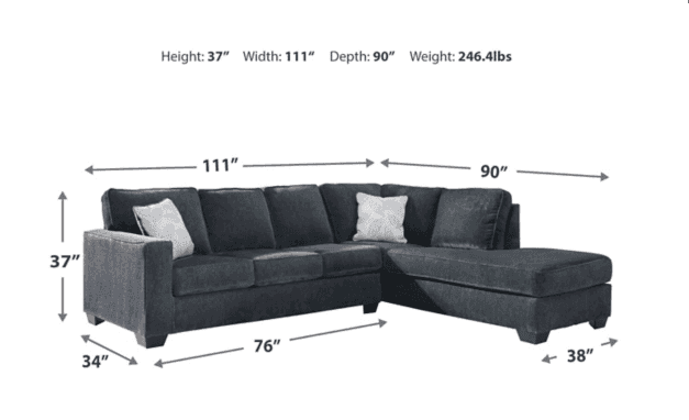 Altari Slate Full Sleeper Sectional Sofa w/ RAF Chaise - Ornate Home