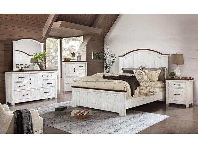 Alyson White & Walnut 4pc Cal. King Bedroom Set - Ornate Home