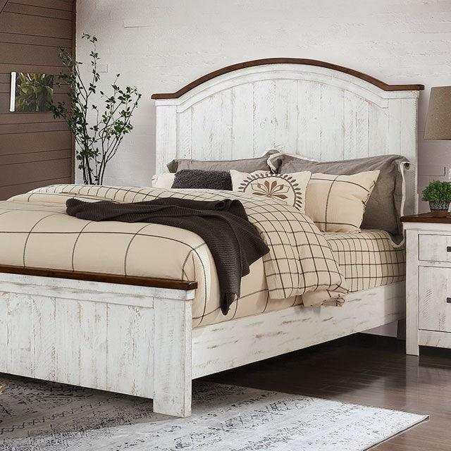 Alyson - White & Walnut - 4pc Queen Bedroom Set - Ornate Home