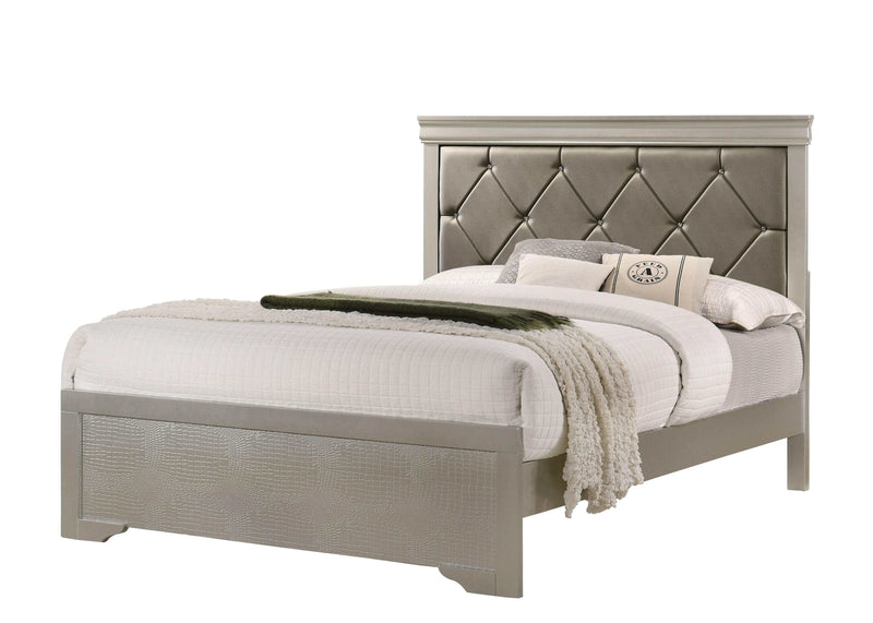Amalia Champagne / Silver Panel Bedroom Sets - Ornate Home