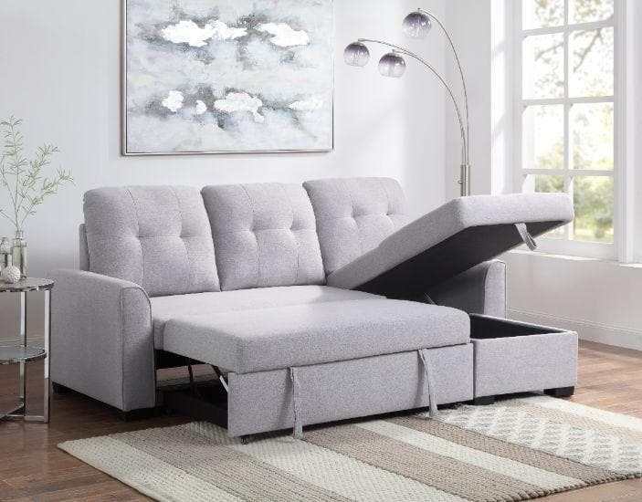 Amboise - Gray - Sectional Sleeper Sofa w/ Storage - Ornate Home