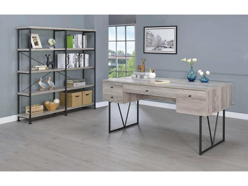 Analiese - Grey Driftwood - 4-Shelf Open Bookcase - Ornate Home