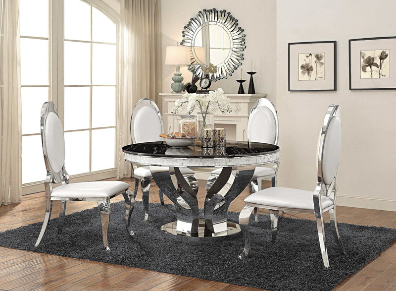 Anchorage - Chrome & Black - Round Dining Table - Ornate Home