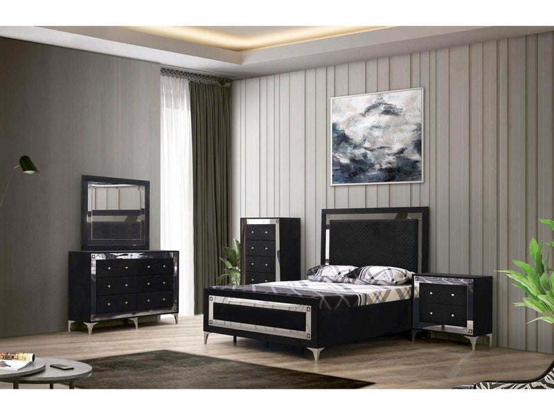 Angelina - Black - Queen 5pc Bedroom Set - Ornate Home