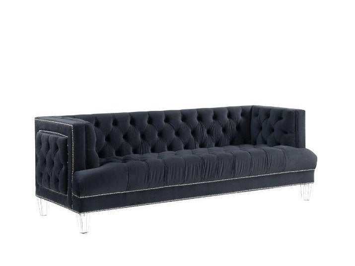 Ansario - Black Velvet - Stationary Sofa - Ornate Home