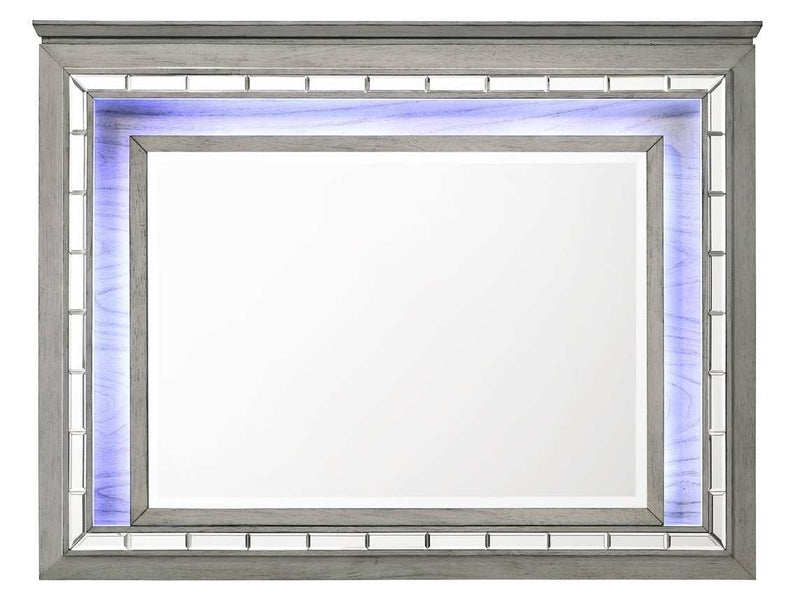 Antares Light Gray Oak Mirror (LED) - Ornate Home