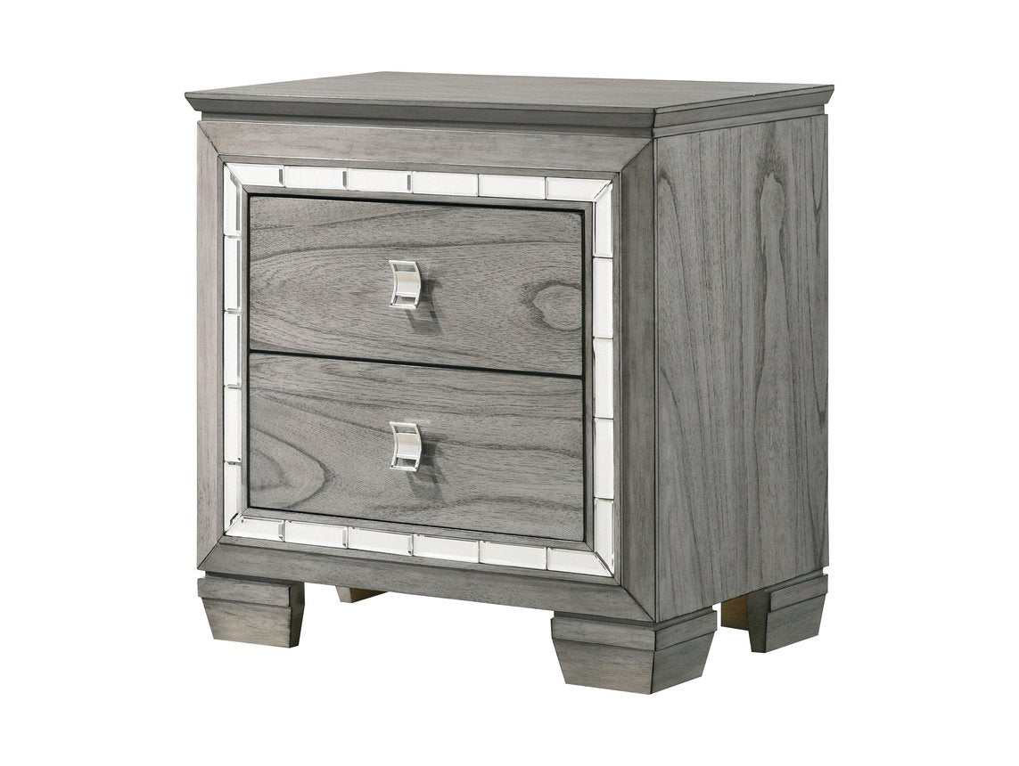 Antares Light Gray Oak Nightstand - Ornate Home