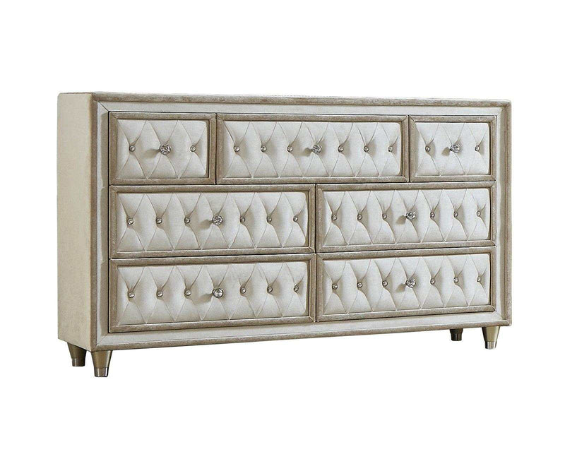 Antonella - Ivory & Camel - 4pc California King  Panel Bedroom Set - Ornate Home
