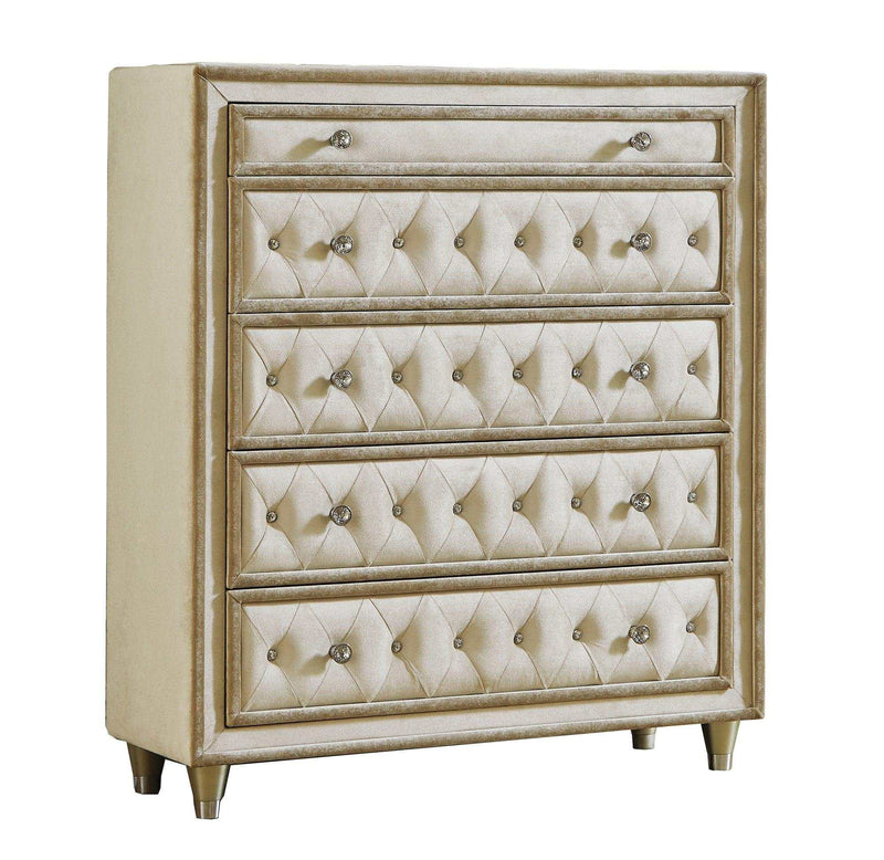 Antonella - Ivory & Camel - 5pc California King Panel Bedroom Set - Ornate Home