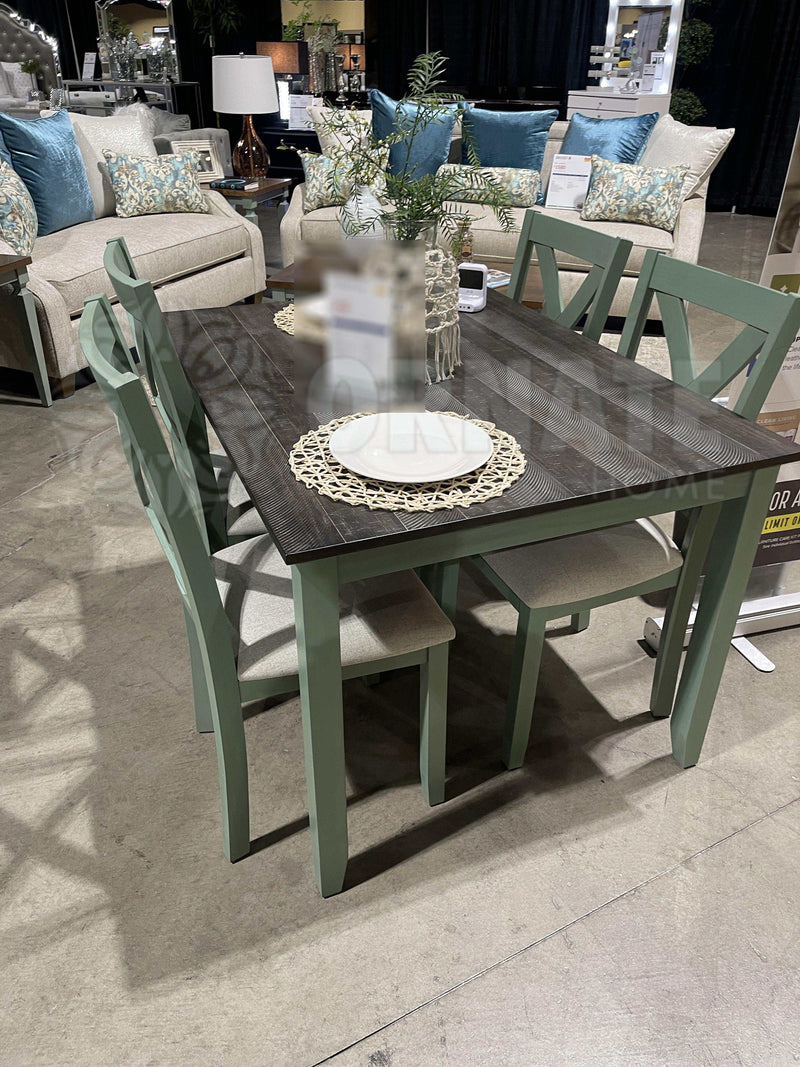 Anya - Teal & Gray - 5pc Dining Set - Ornate Home