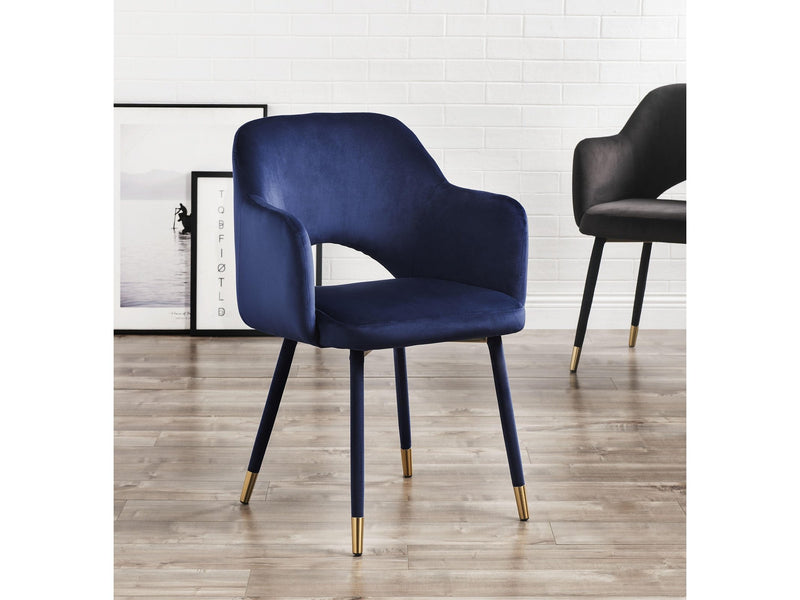 Applewood Ocean Blue Velvet & Gold Accent Chair - Ornate Home