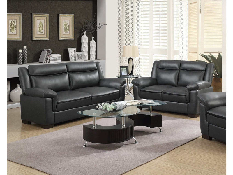 Arabella Grey Faux Leather Living Room Set / 2pc - Ornate Home