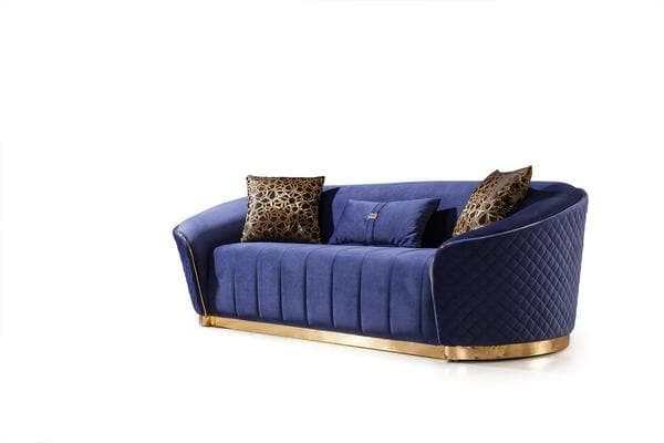 Aster - Blue Velvet - Sofa & Loveseat - Ornate Home