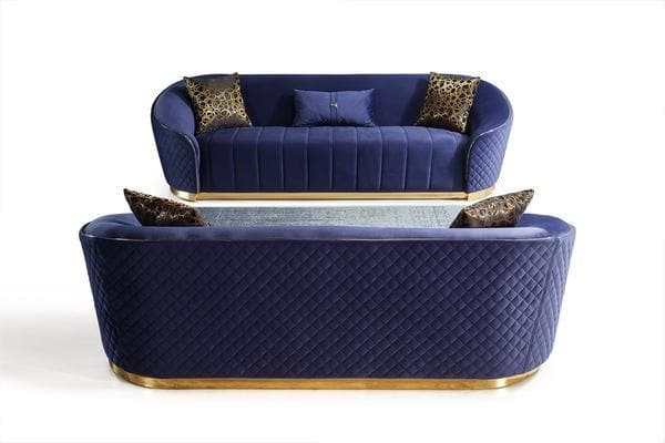 Aster - Blue Velvet - Sofa & Loveseat - Ornate Home