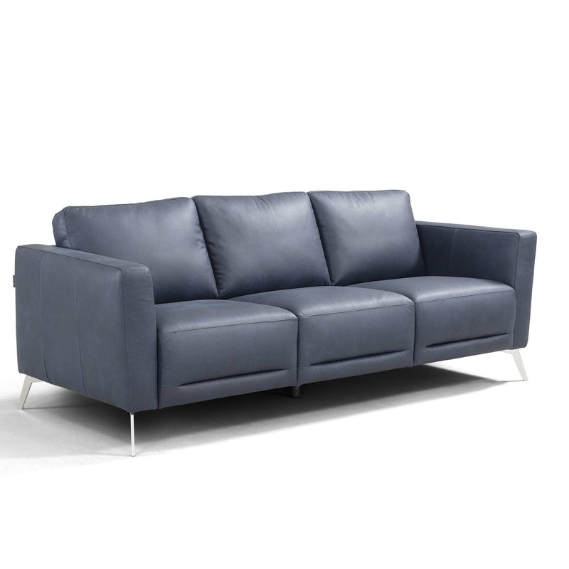 Astonic - Blue Leather - Living Room Set / 3pc - Ornate Home