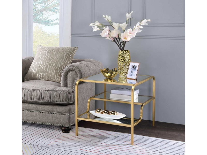 Astrid Gold & Mirror End Table - Ornate Home