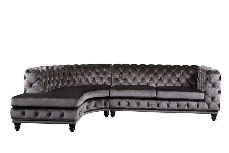 Atesis Dark Gray Velvet LAF Sectional Sofa - Ornate Home