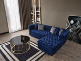 Audrey Blue Velvet RAF Chaise L Shape Sectional Sofa - Ornate Home