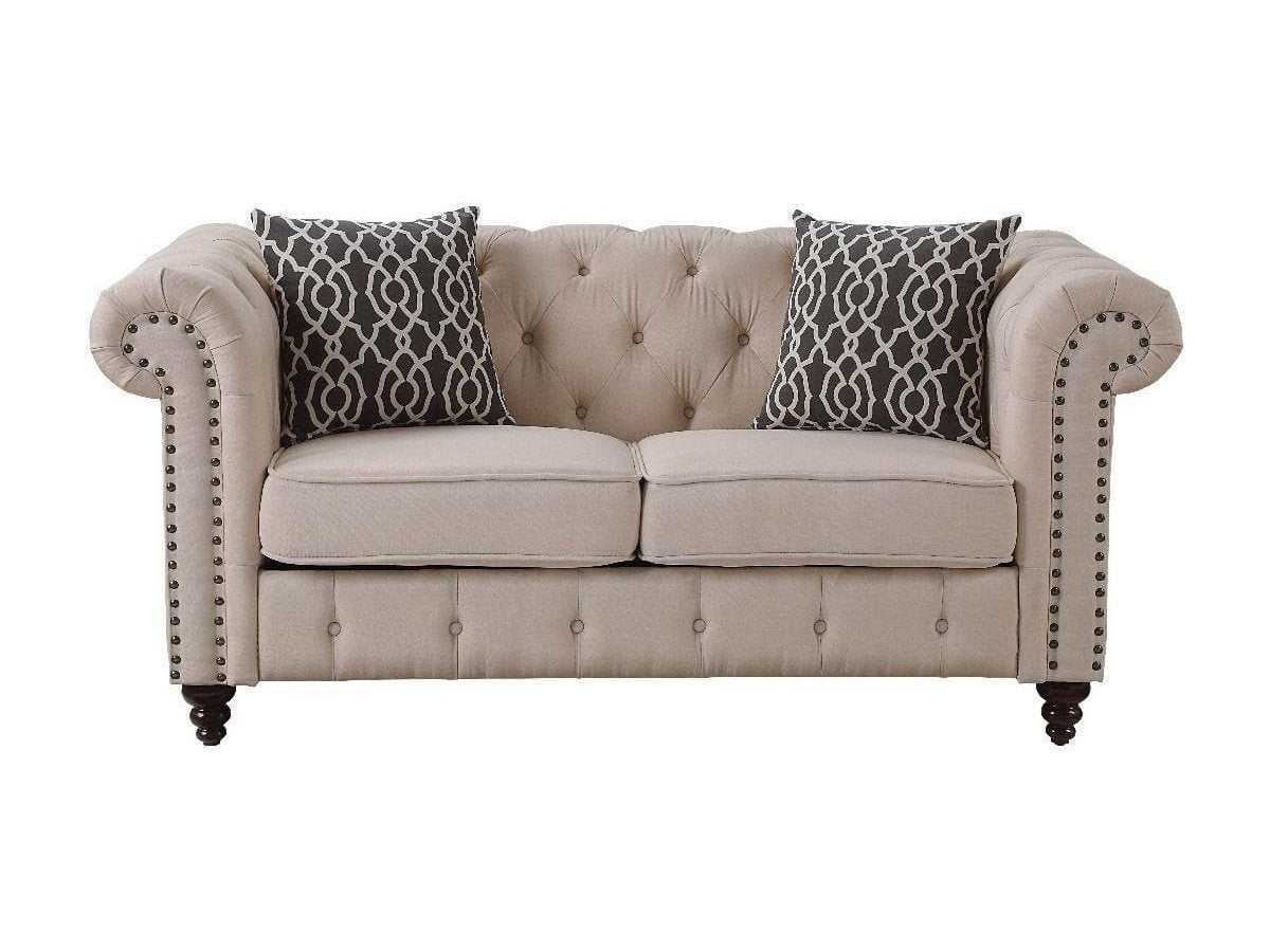 Aurelia Linen Stationary Loveseat w/2 Pillows - Ornate Home