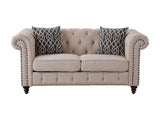 Aurelia Linen Stationary Loveseat w/2 Pillows - Ornate Home