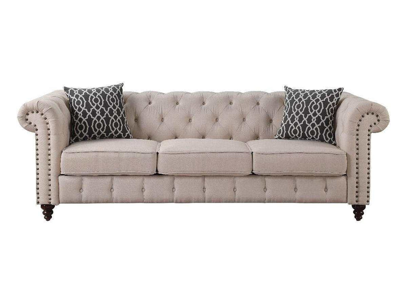 Aurelia Linen Stationary Sofa w/2 Pillows - Ornate Home