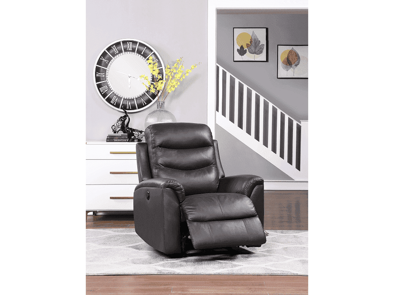 Ava Brown Top Grain Leather Match Recliner (Power Motion) - Ornate Home
