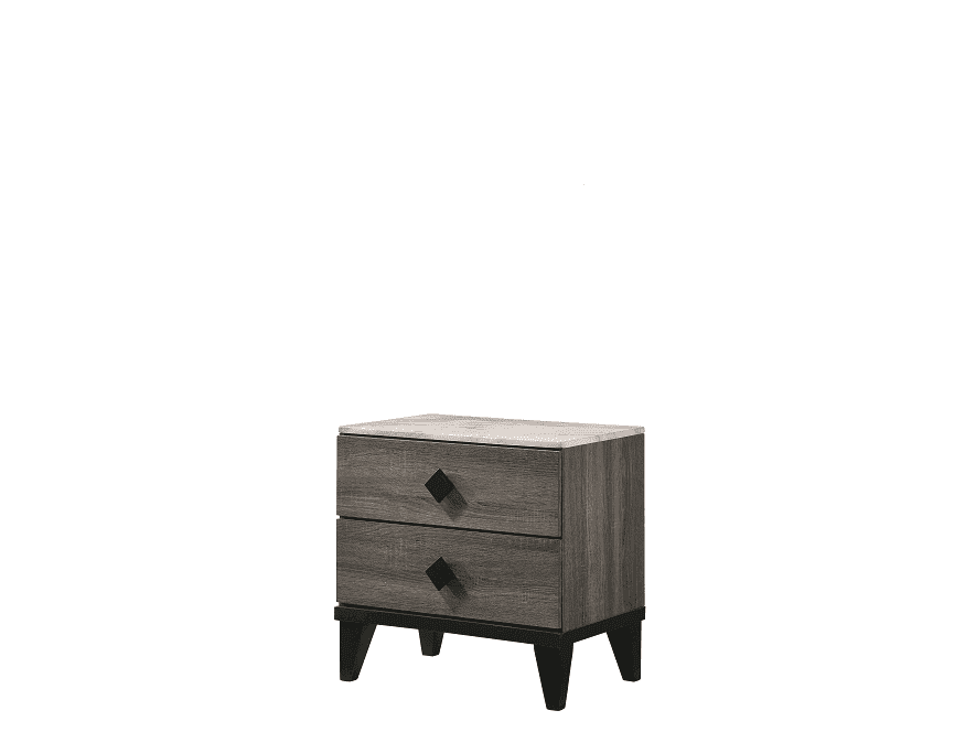 Avantika Faux Marble & Rustic Gray Oak Nightstand - Ornate Home