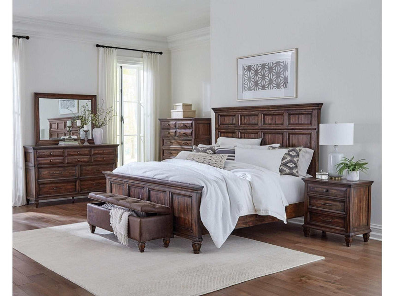 Avenue - Burnished Brown - 4pc Queen Panel Bedroom Set - Ornate Home