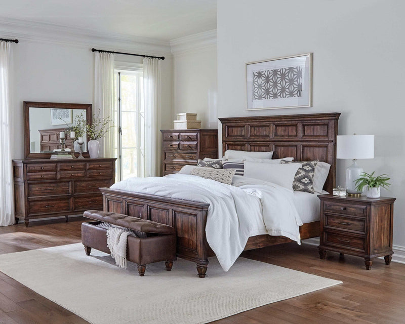 Avenue Weathered Burnished Brown California King Panel Bed - Ornate Home