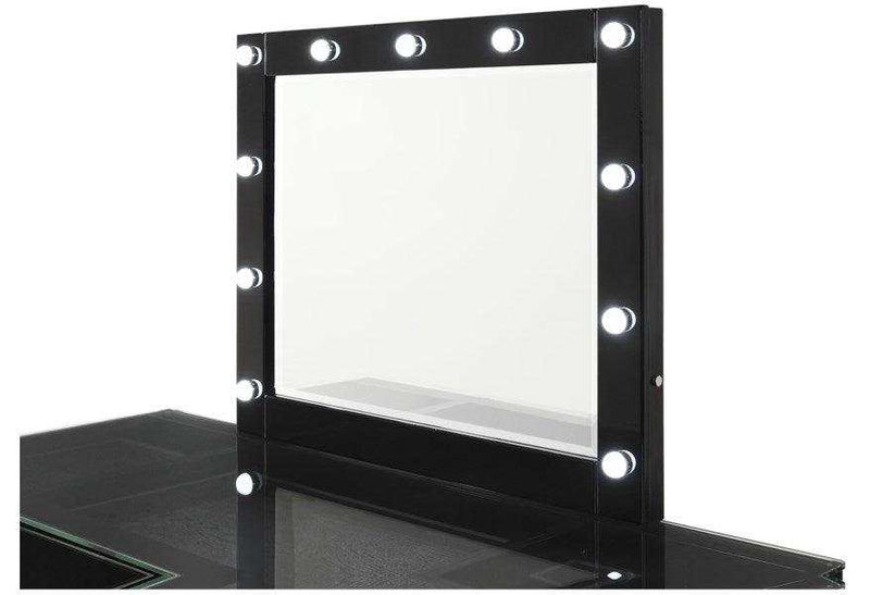 Avery Black Vanity Set w/LED Mirror & Stool - Ornate Home