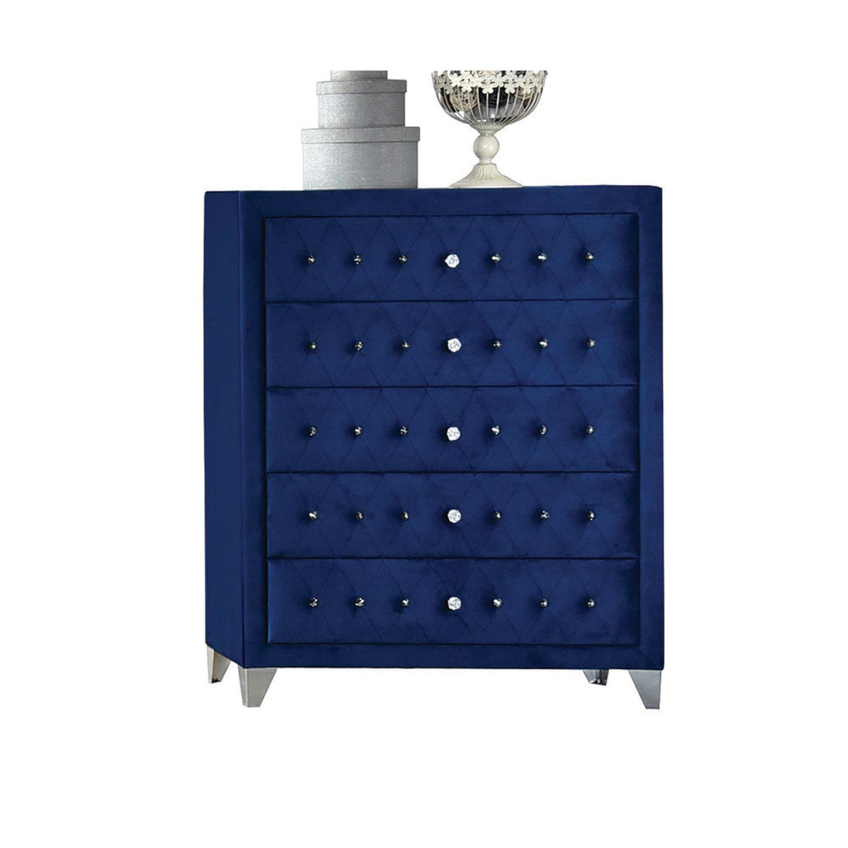 Dante Blue Velvet Chest - Ornate Home