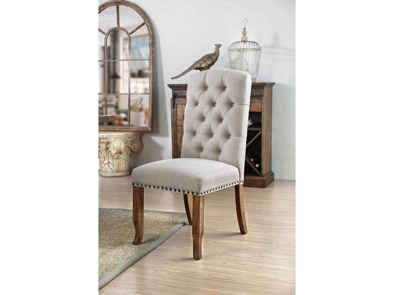 Gianna Rustic Oak & Ivory Dining Chair (Set of 2) - Ornate Home