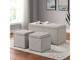 Daryn Beige Storage Bench w/ Ottoman - Ornate Home