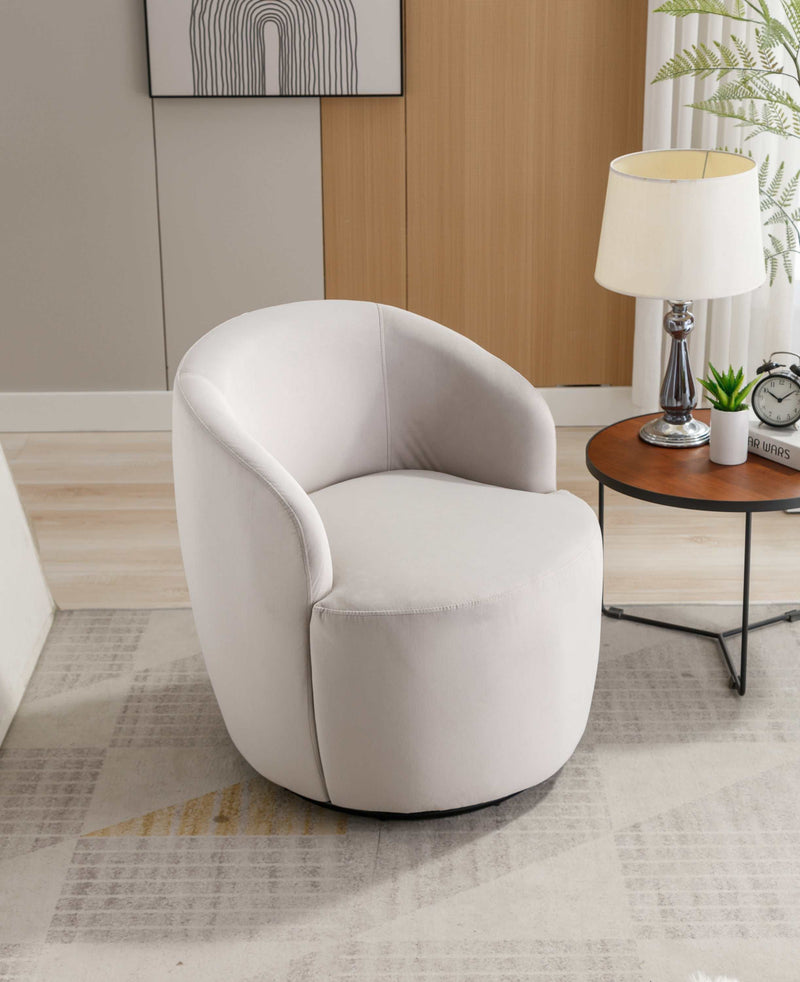 Tule Velvet Swivel Accent Armchair with Metal Ring Detail Gray