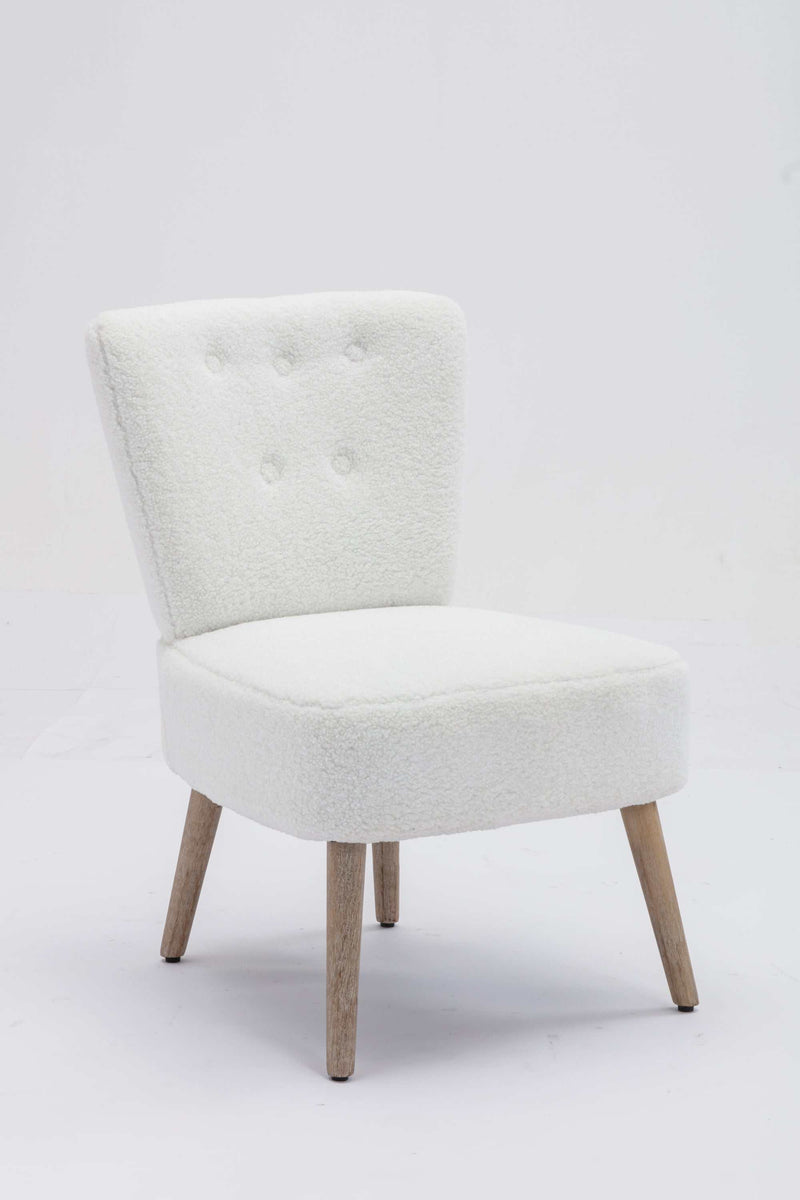 Smithe Teddy Button Accent Slipper Chair White - Ornate Home