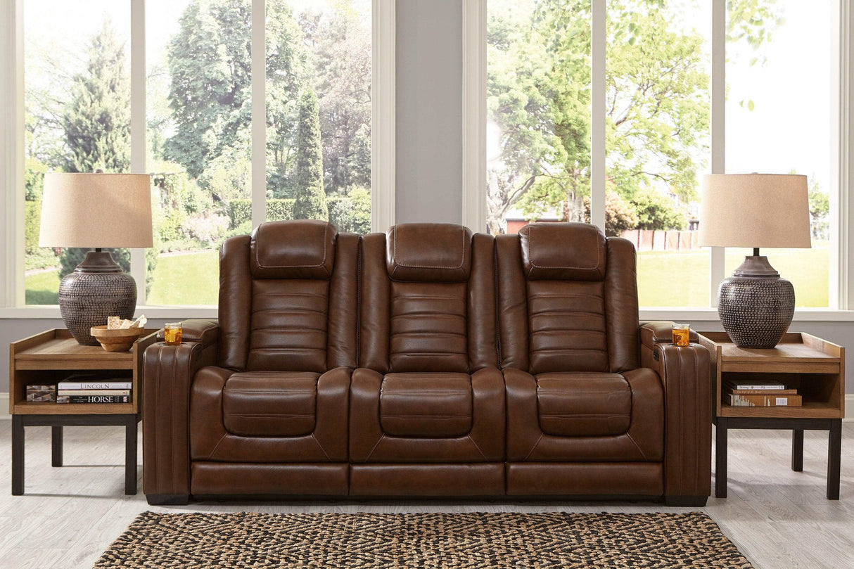 Backtrack Chocolate Power Reclining Sofa & Loveseat / 2pc Set - Ornate Home