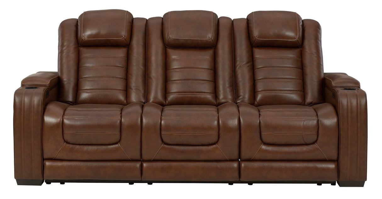 Backtrack Chocolate Power Reclining Sofa & Loveseat / 2pc Set - Ornate Home