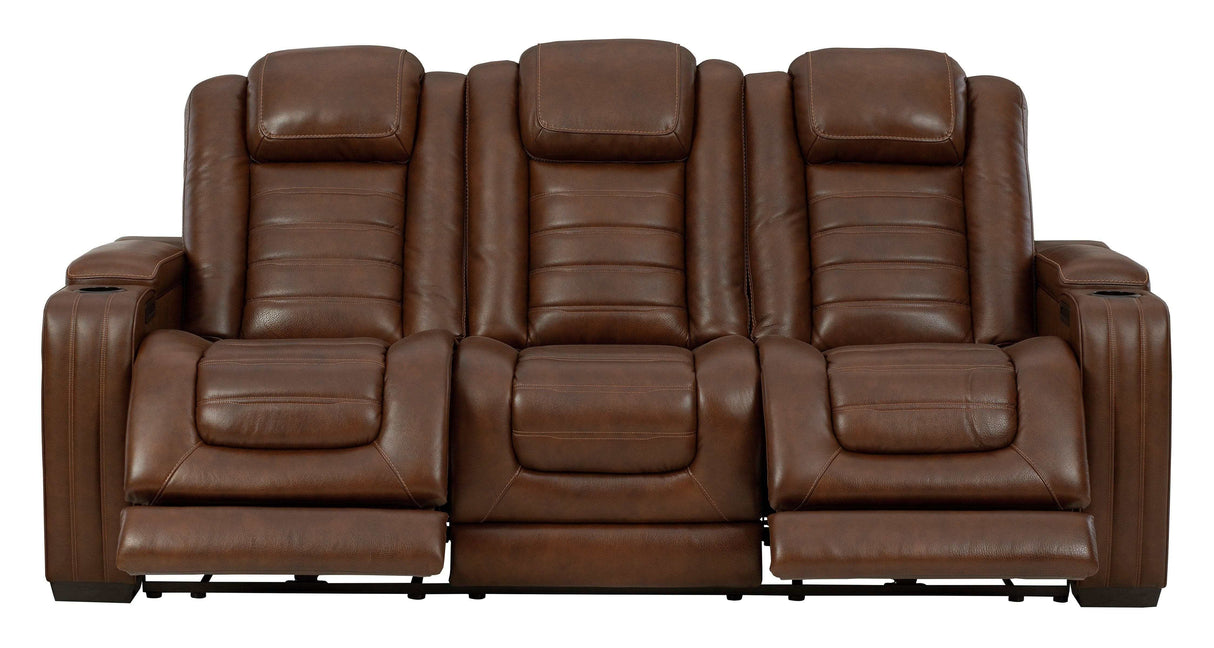 Backtrack Chocolate Power Reclining Sofa & Loveseat / 2pc Set - Ornate Home