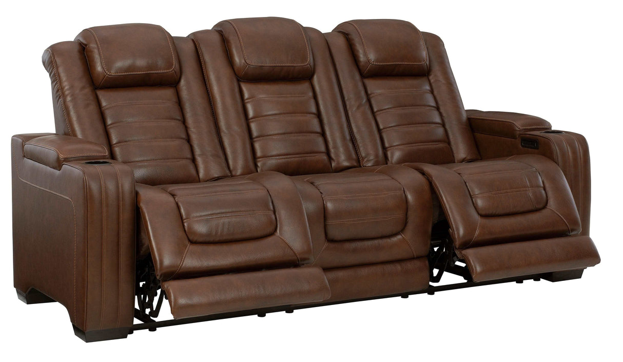 Backtrack Chocolate Power Reclining Sofa & Loveseat / 2pc Set - Ornate Home