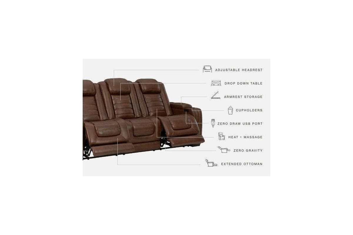 Backtrack Chocolate Power Reclining Sofa & Loveseat / 2pc Set - Ornate Home