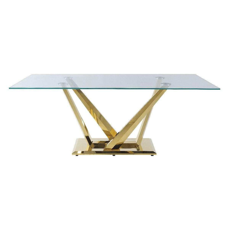 Barnard - Clear Glass Top & Mirrored Gold Finish- Dining Table - Ornate Home