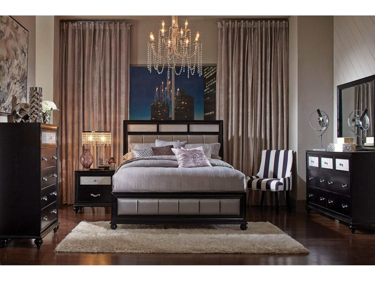 Barzini Black 5pc Queen Bedroom Set - Ornate Home